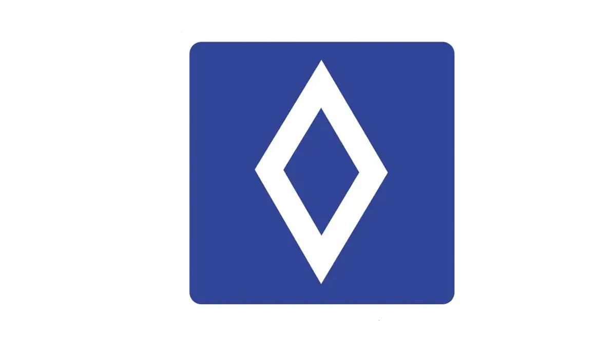 Nou senyal de tr&agrave;nsit amb diamant blanc