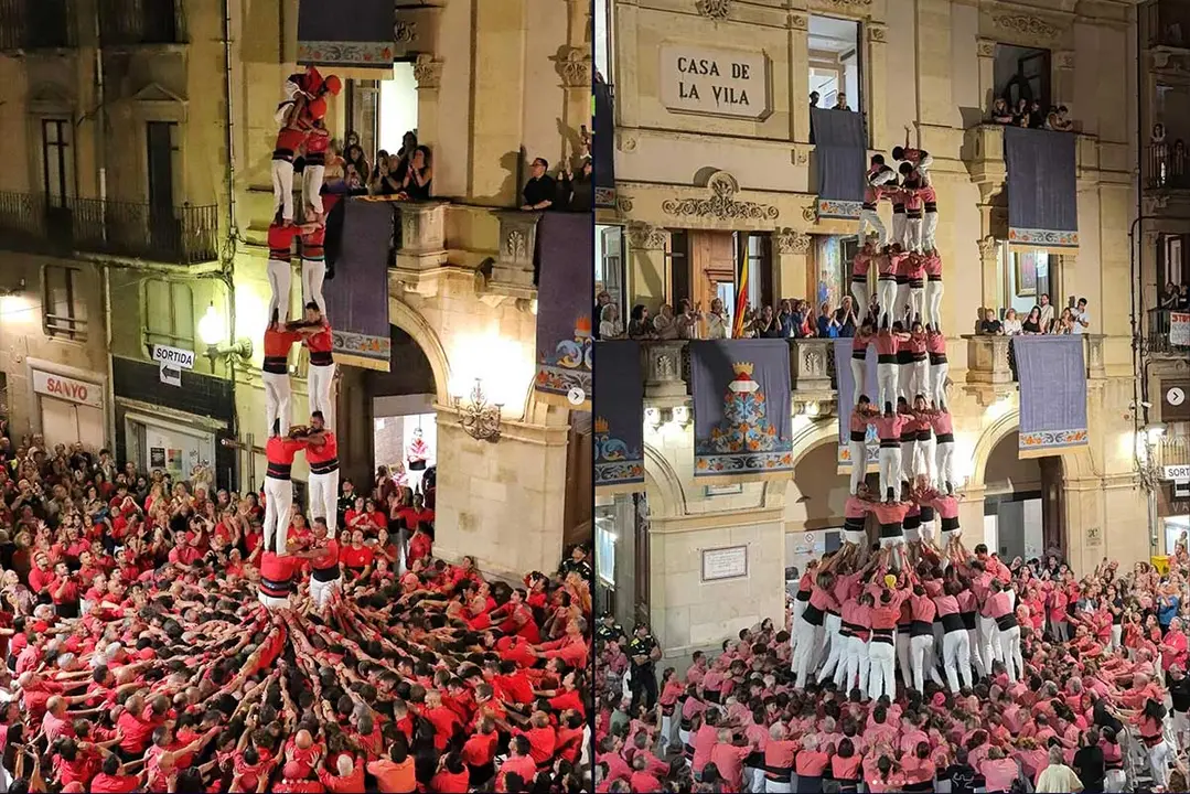 Xiquets de Valls a la Vig&iacute;lia de la Diada Nacional 2025. Instagram @jovesvalls/@collavella