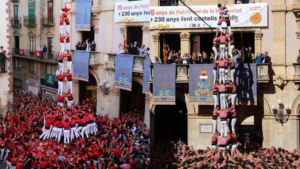 Pla&ccedil;a del Blat en tensi&oacute; abans del castell decisiu. Imatges Instagram @collajoves/@collavella