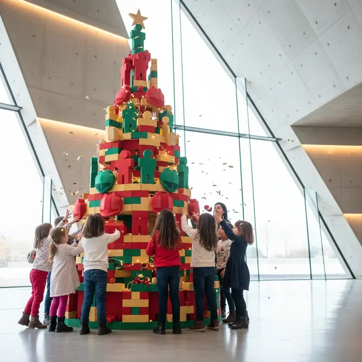 Nens gaudint activitat de Nadal did&agrave;ctica al Museu Casteller de Valls