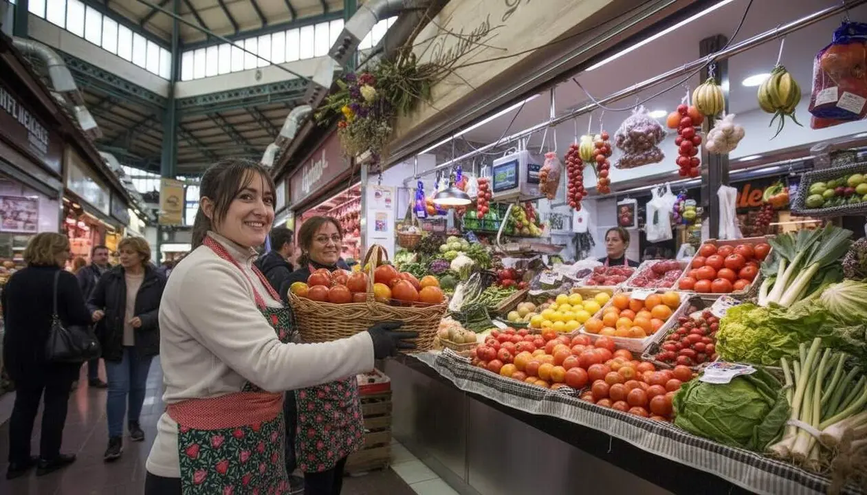 Imatge de la parada de Fruites i Verdures Ll&uacute;cia al mercat de la Independ&egrave;ncia de Terrassa despr&eacute;s de superar un incendi devastador