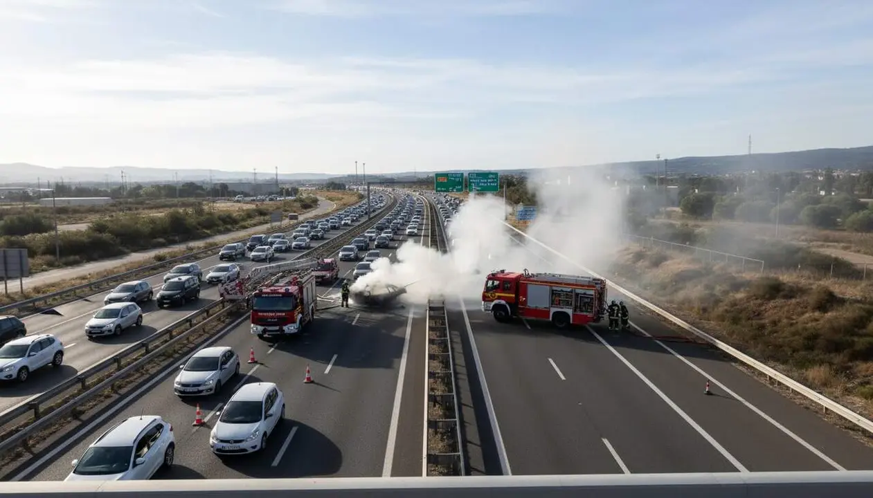 Incendi d&rsquo;un vehicle que provoca el tall complet de la C-58 a Montcada i Reixac amb afectacions greus al tr&agrave;nsit en direcci&oacute; Manresa
