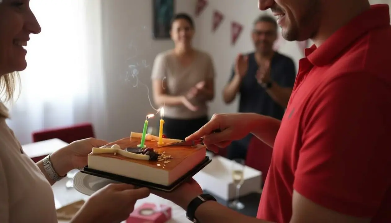 Pedro jugador del N&agrave;stic celebrant el seu 37 aniversari amb una gran emoci&oacute; a Tarragona