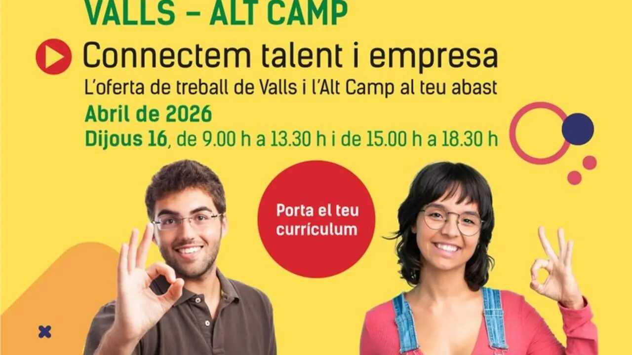 3a Fira de l&rsquo;Ocupaci&oacute; a Valls amb empreses i candidats connectant el 16 d&rsquo;abril al Pavell&oacute; Municipal Xavi Tondo