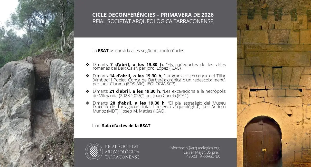 Cartell del cicle de confer&egrave;ncies, Primavera 2026, del RSAT.
