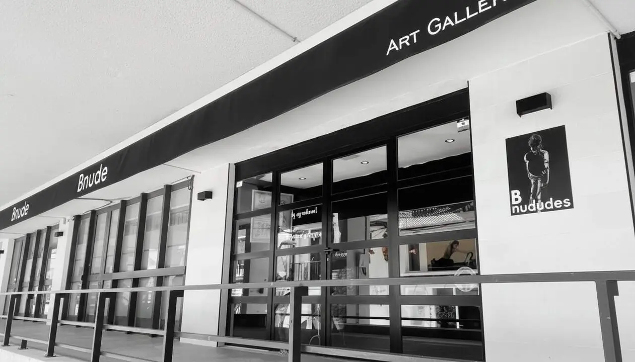 Scott Emmons presentant la seva primera exposici&oacute; a Espanya a Bnude Art Gallery en un ambient art&iacute;stic contemporani