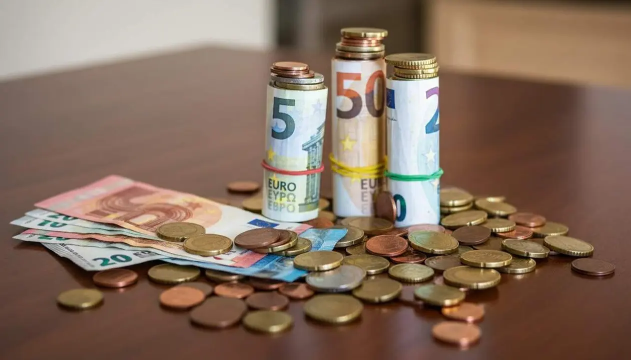 Bitllets i monedes d&rsquo;euro representant els millors dip&ograve;sits bancaris amb fins a un 3,25% TAE i opcions de fons d&rsquo;inversi&oacute; rendibles &mdash; Imagen generada por IA