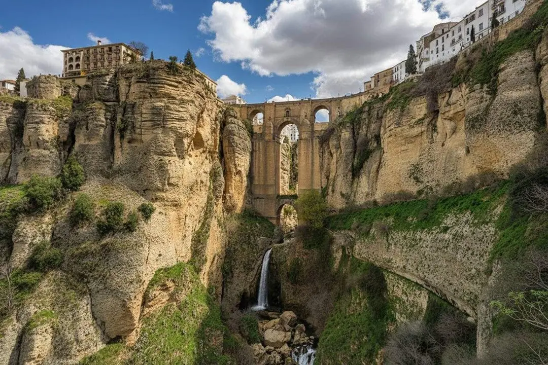 Pont nou de la ciutat malaguenya de Ronda, que sorteja el "tajo de Ronda", el barranc per on passa el riu Guadalev&iacute;n.