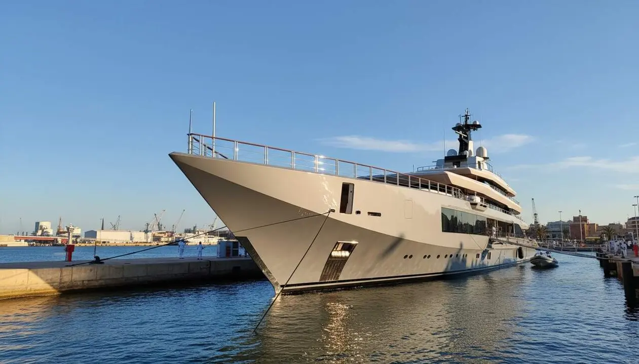  Megaiot de luxe de Steven Spielberg valorat en m&eacute;s de 200 milions d&rsquo;euros atracat al port de Tarragona amb 109 metres d&rsquo;eslora &mdash; Imagen generada por IA 