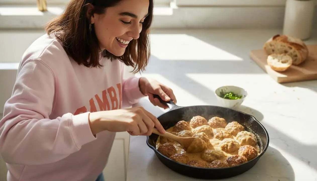 Mandonguilles de Paula amb salsa sorprenent sense tom&agrave;quet fetes a casa recepta tradicional deliciosa &mdash; Imagen generada por IA