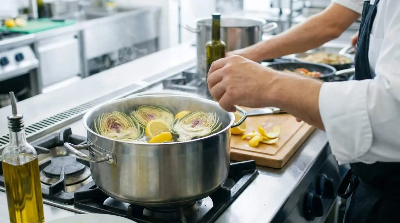 Karlos Argui&ntilde;ano mostrant el truc sorprenent per cuinar carxofes amb llimona i intensitat saborosa &mdash; Imagen generada por IA