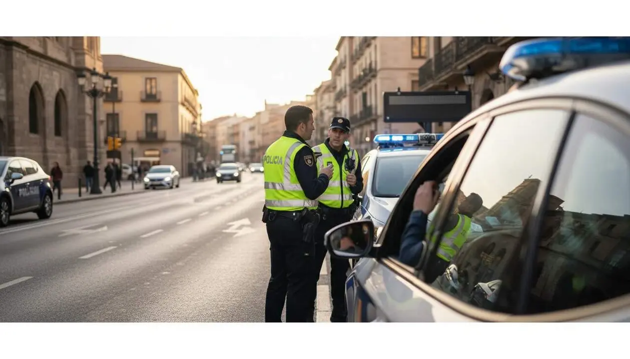 Agents de policia controlant el cintur&oacute; de seguretat a Reus en una operaci&oacute; de seguretat vi&agrave;ria intensiva &mdash; Imagen generada por IA