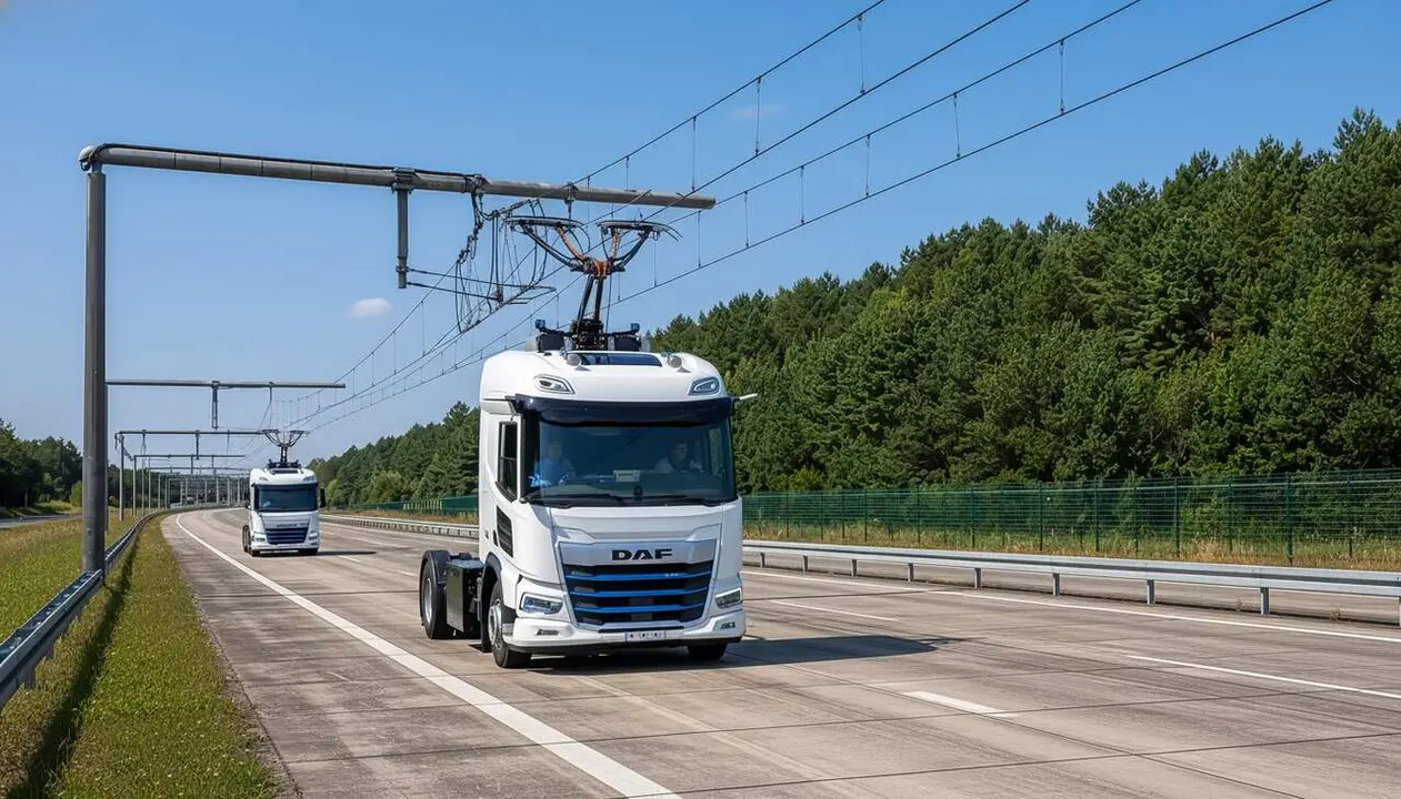  Cami&oacute; el&egrave;ctric alemany validat amb c&agrave;rrega en marxa per a transport sostenible i tecnologia avan&ccedil;ada &mdash; Imagen generada por IA 