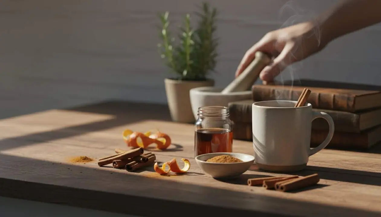  Canyella natural en pols sobre fons de fusta per a receptes saludables i decoraci&oacute; gastron&ograve;mica &mdash; Imagen generada por IA 