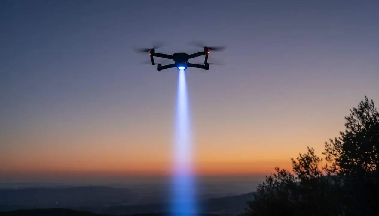  Dron xin&egrave;s amb tecnologia de rec&agrave;rrega per microones que permet volar indefinidament sense tornar a base &mdash; Imagen generada por IA 