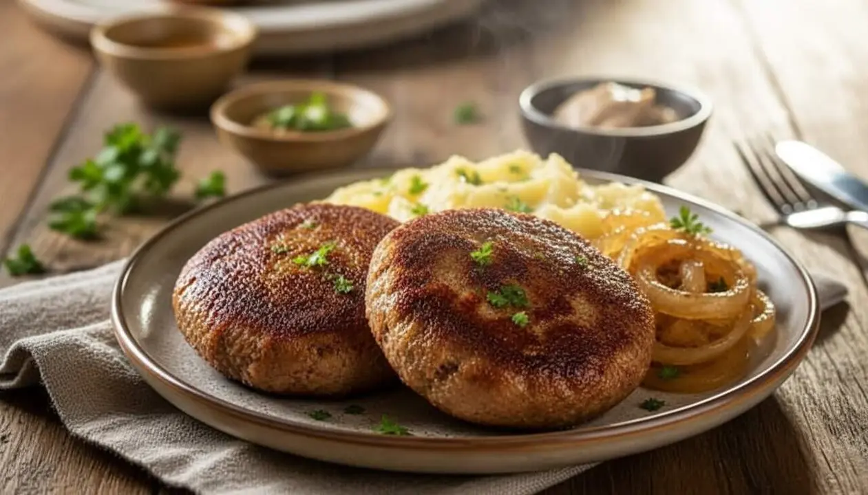  Frikadellen alemanyes cl&agrave;ssiques preparades a la manera tradicional similars a la hamburguesa saborosa i f&agrave;cil de fer &mdash; Imagen generada por IA 