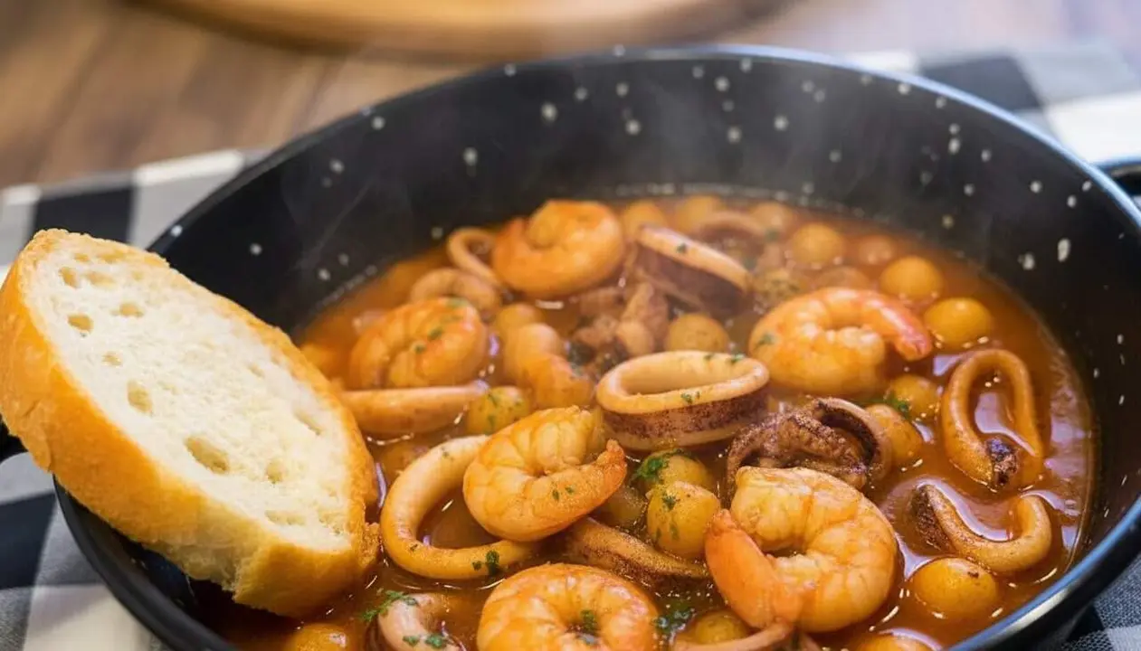 El millor guisat mariner tradicional del segle XX preparat a la Serra d'Aracena amb ingredients frescos de la costa &mdash; Imagen generada por IA