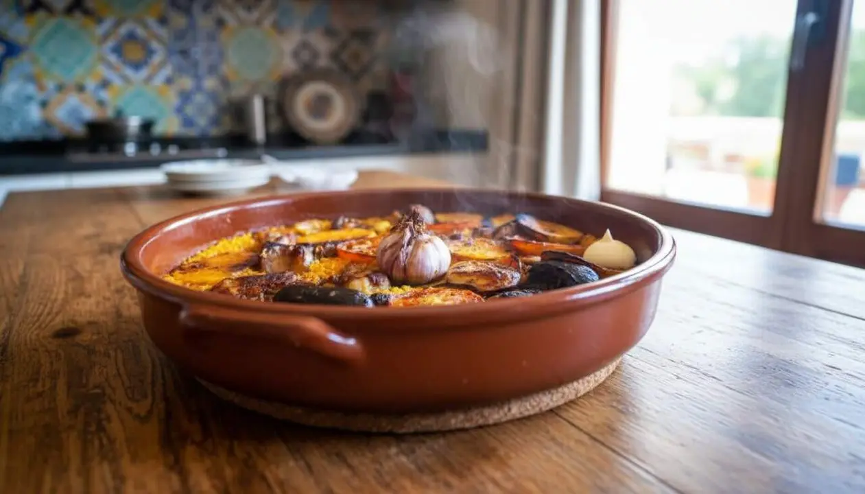  Chefs valencians compartint el secret per un arr&ograve;s al forn perfecte amb caldo i ingredients tradicionals &mdash; Imagen generada por IA 