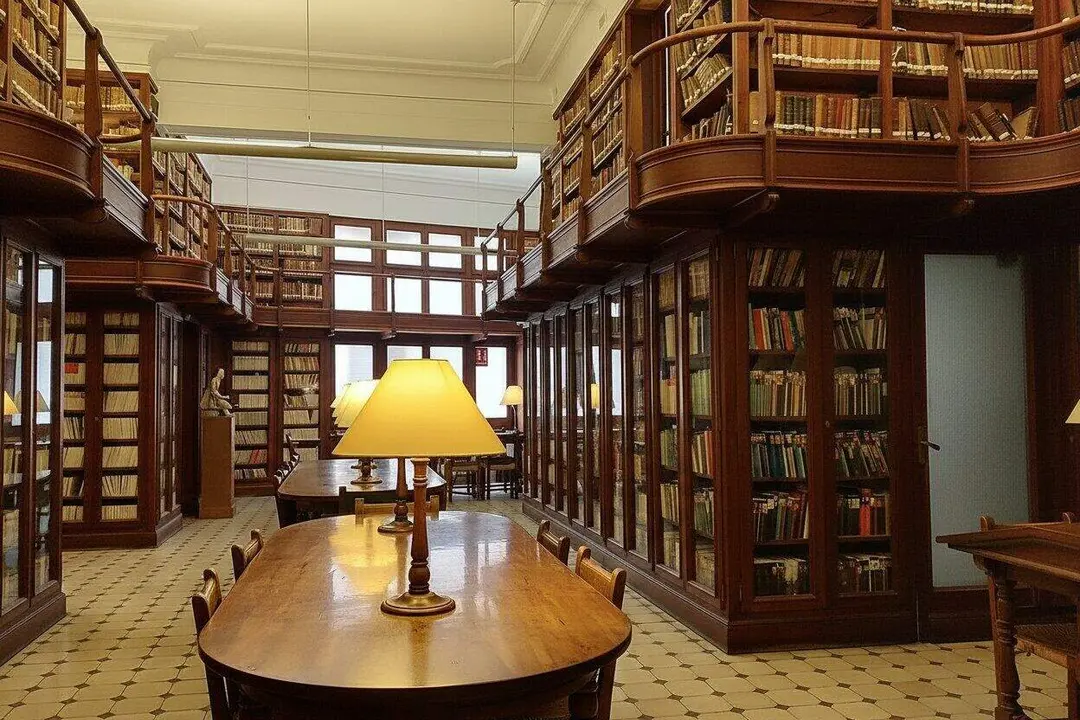 Biblioteca del Centre de Lectura de Reus. Imatge real retocada amb IA.