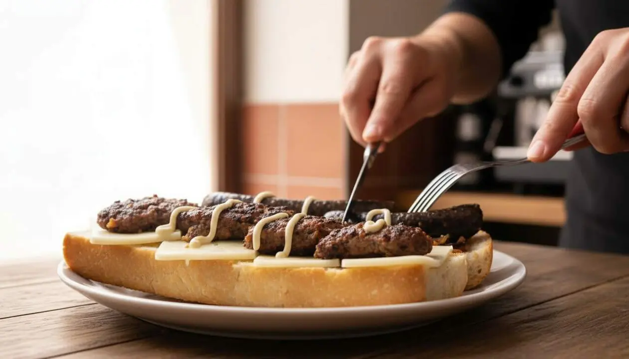  Entrep&agrave; tradicional valenci&agrave; amb figatells, botifarrons i maionesa trufada a Casa Marina, el millor bocadillo de la Comunitat Valenciana &mdash; Imagen generada por IA 