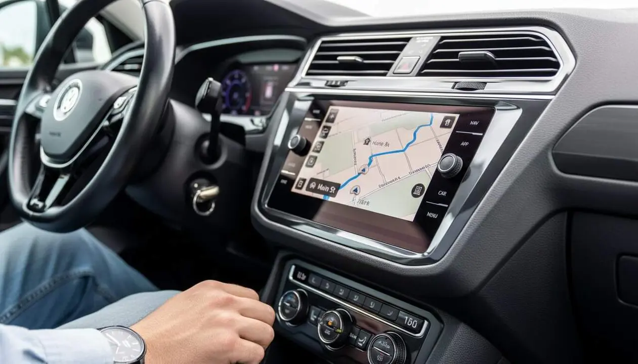  Pantalla de Android Auto mostrant problemes amb la detecci&oacute; d&rsquo;ubicacions Casa i Treball a Gemini &mdash; Imagen generada por IA 