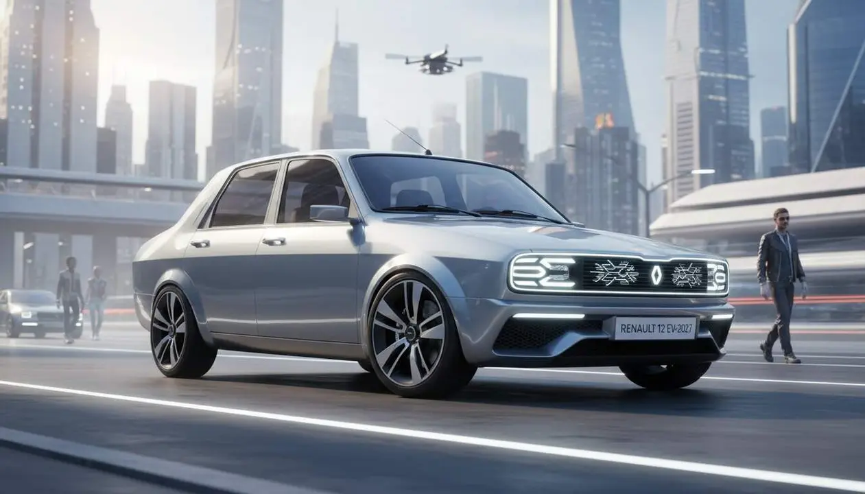 Vista futurista del cl&agrave;ssic Renault 12 el 2027 amb disseny renovat gr&agrave;cies a la intel&middot;lig&egrave;ncia artificial &mdash; Imagen generada por IA