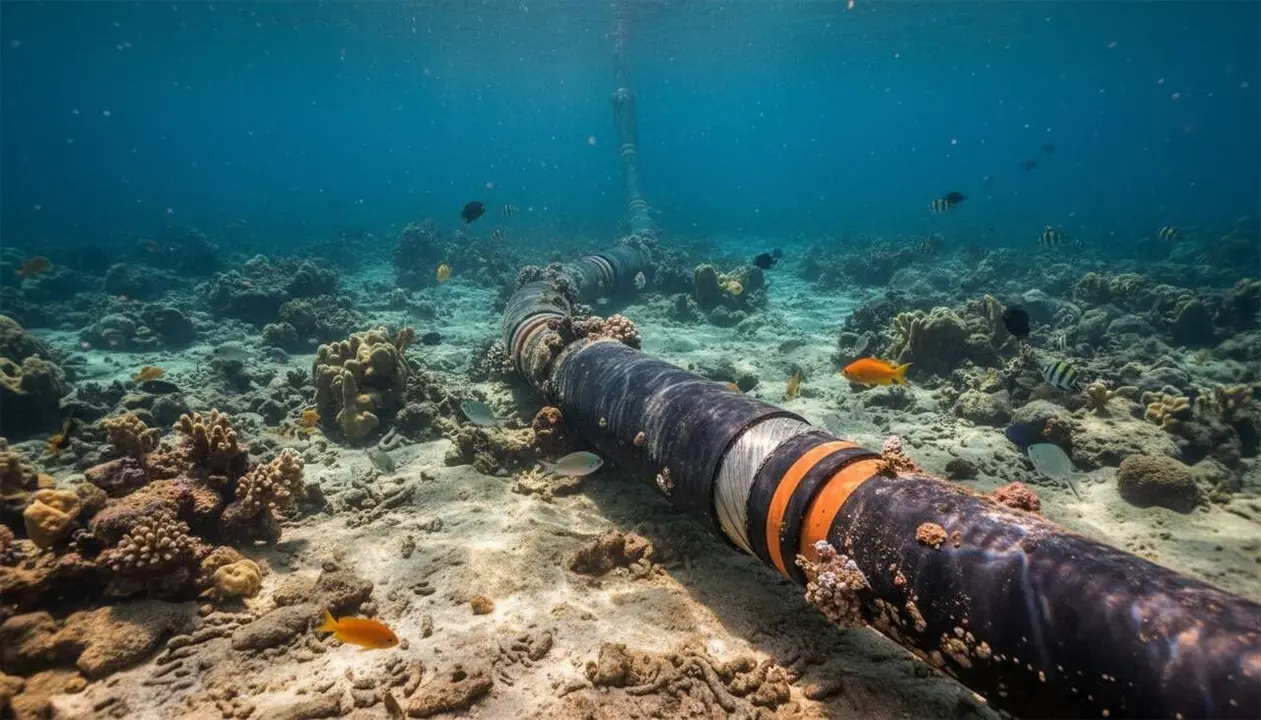 Cable submar&iacute; Gemini que connectar&agrave; Europa i &Agrave;frica per millorar la comunicaci&oacute; i connexi&oacute; a Internet de gran velocitat &mdash; Imagen generada por IA