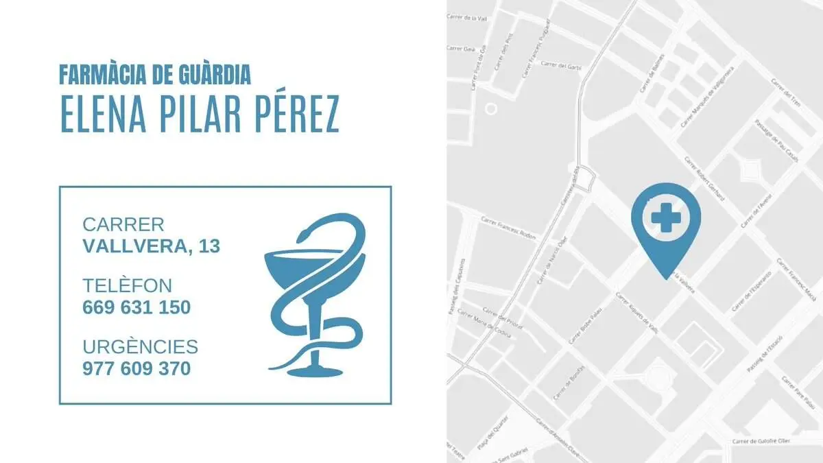 Farm&agrave;cia de gu&agrave;rdia a Valls amb Elena Pilar P&eacute;rez al carrer Vallvera 13 mostrant l&rsquo;entrada principal &mdash; Imagen de la Fuente