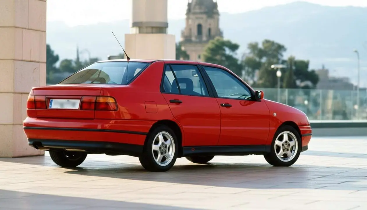  Seat Toledo 35 anys celebrant la berlina emblem&agrave;tica de SEAT amb disseny de Giugiaro presentada el 1991 al Sal&oacute; de Barcelona &mdash; Imagen generada por IA 
