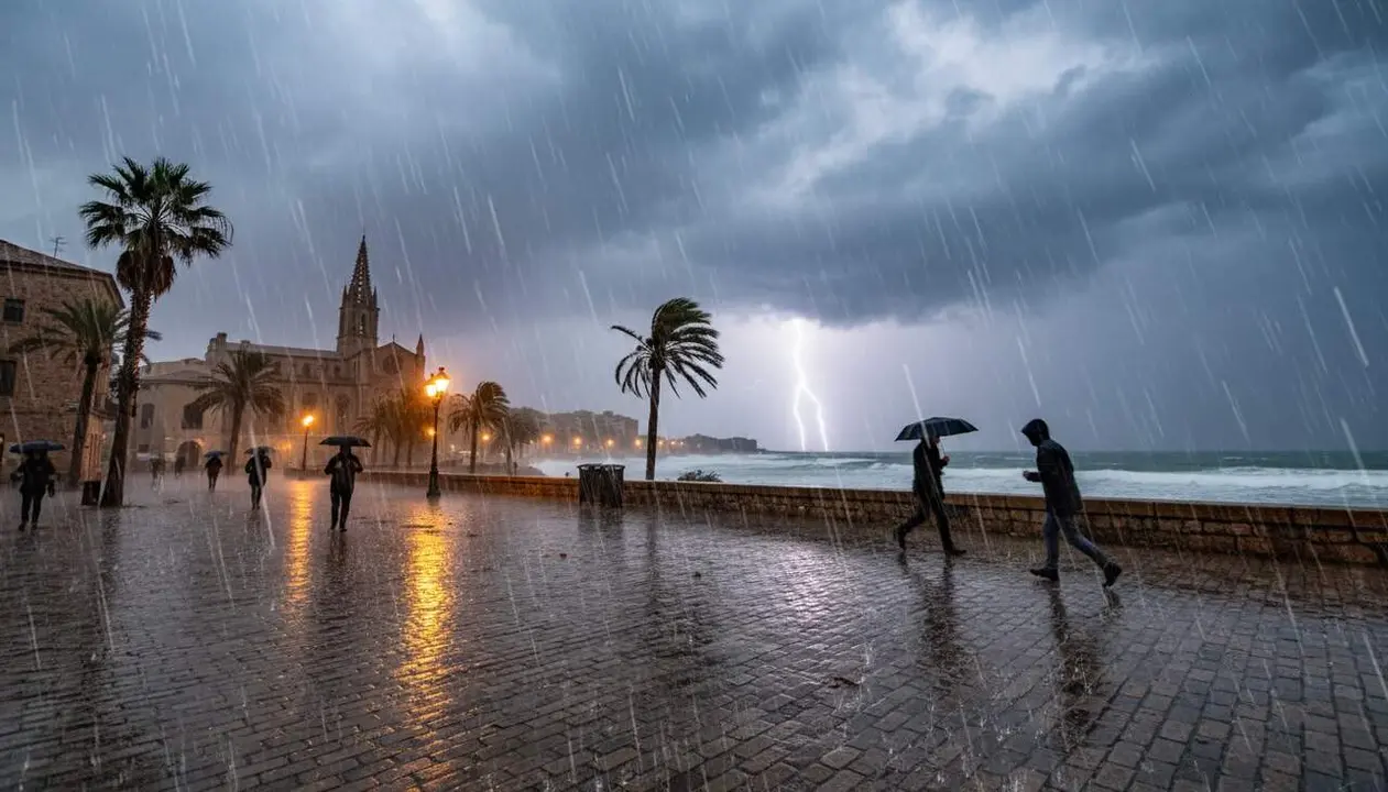  Avis meteorol&ograve;gic per pluges intenses i risc d'inundacions a Tarragona aquest dimarts a la tarda &mdash; Imagen generada por IA 