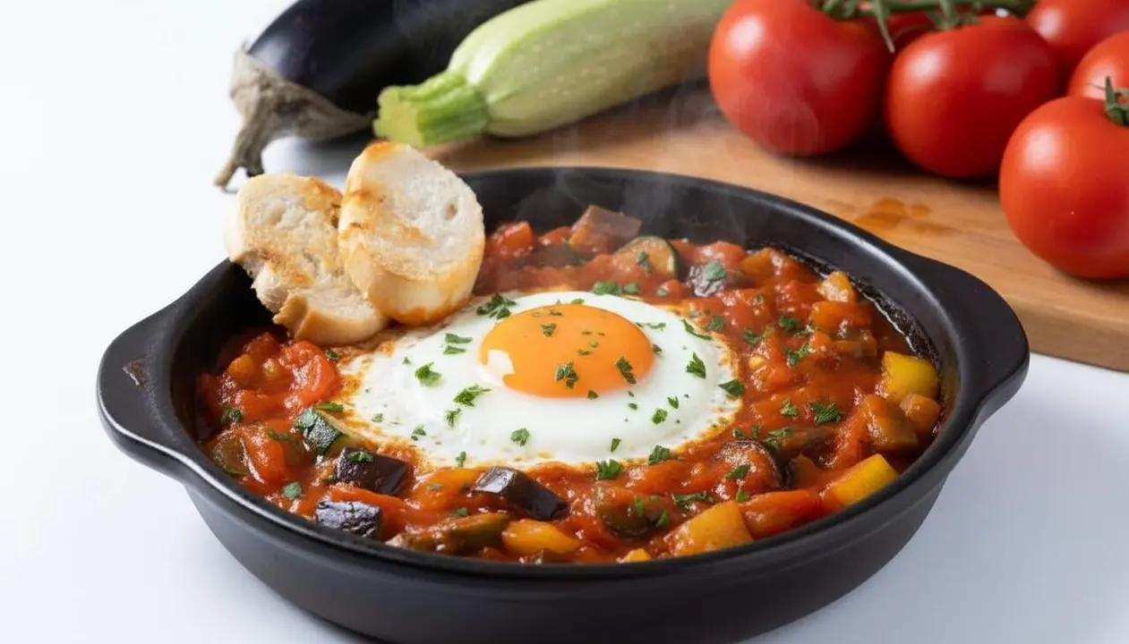 Pisto manchego casol&agrave; amb verdures fresques i sabor tradicional que fascina la gastronomia mediterr&agrave;nia &mdash; Imagen generada por IA