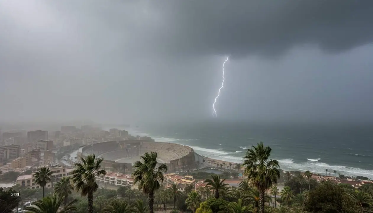  X&agrave;fecs forts a Tarragona dijous a la tarda i vespre amb av&iacute;s de Meteocat per tempestes intenses a Catalunya &mdash; Imagen generada por IA 