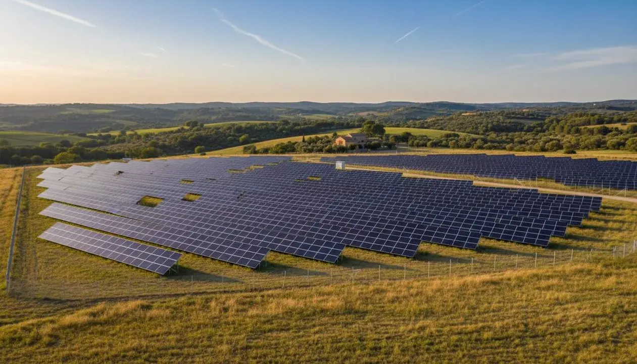  Tres centrals solars a Puigdelf&iacute; amb 12.750 panells fotovoltaics per generar energia renovable eficient &mdash; Imagen generada por IA 
