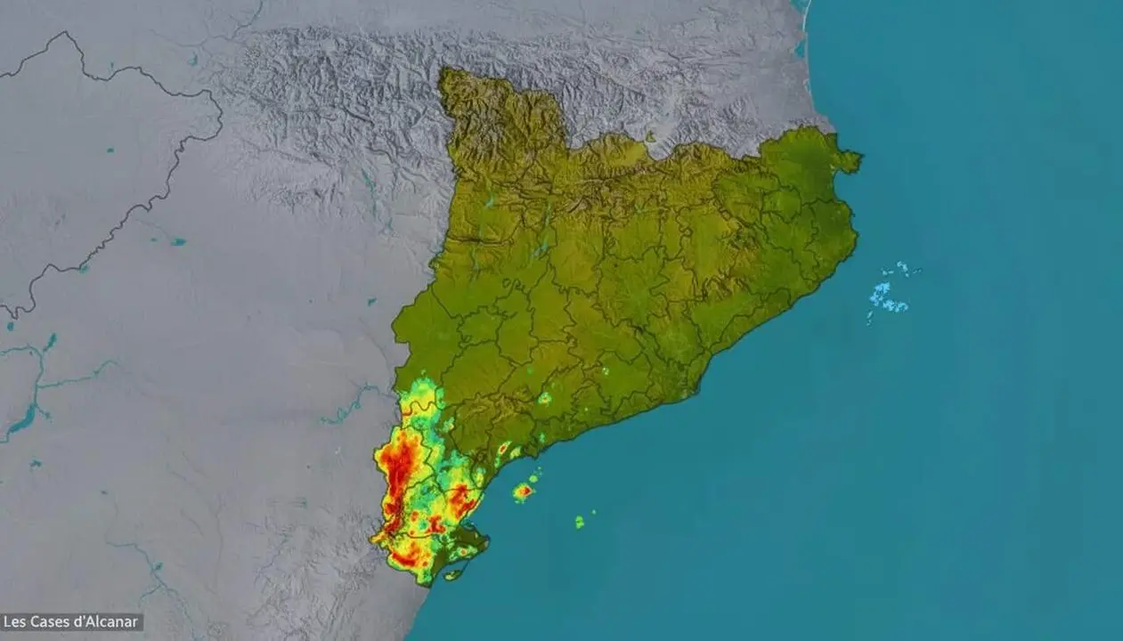  Ruixats intensos a les Cases d'Alcanar amb 24,9 mm de pluja recollits en nom&eacute;s 30 minuts d'acumulaci&oacute; intensa &mdash; Imagen generada por IA 