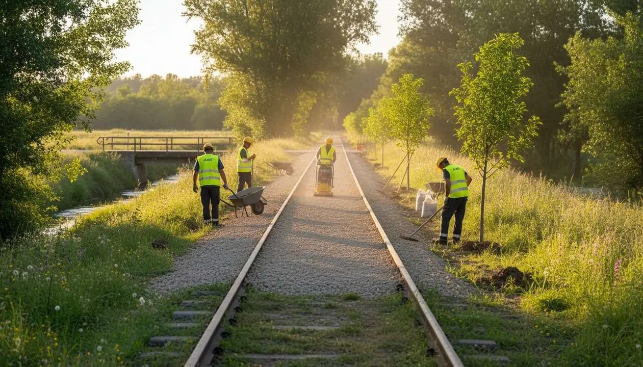 Vista panor&agrave;mica del ple de Cambrils debatent i aprovant el contracte per la via verda del tren antic &mdash; Imagen generada por IA