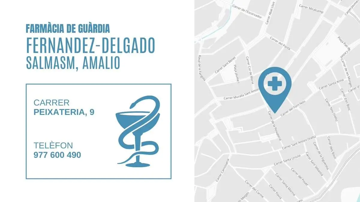  Farm&agrave;cia de gu&agrave;rdia avui a Valls al carrer Peixateria 9 amb Amalio Fernandez-Delgado Salmasm &mdash; Imagen de la Fuente 