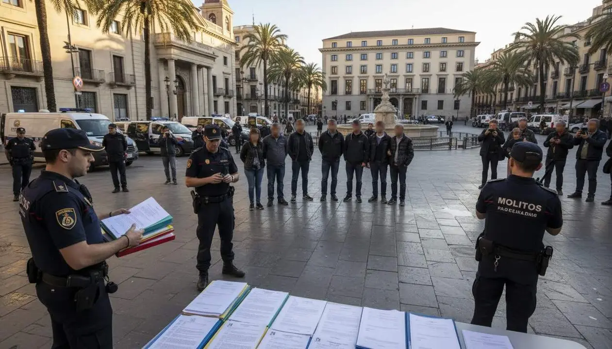  Detenci&oacute; de 8 persones i 45 den&uacute;ncies imposades pels Mossos al Camp de Tarragona en operatiu policial recent &mdash; Imagen generada por IA 