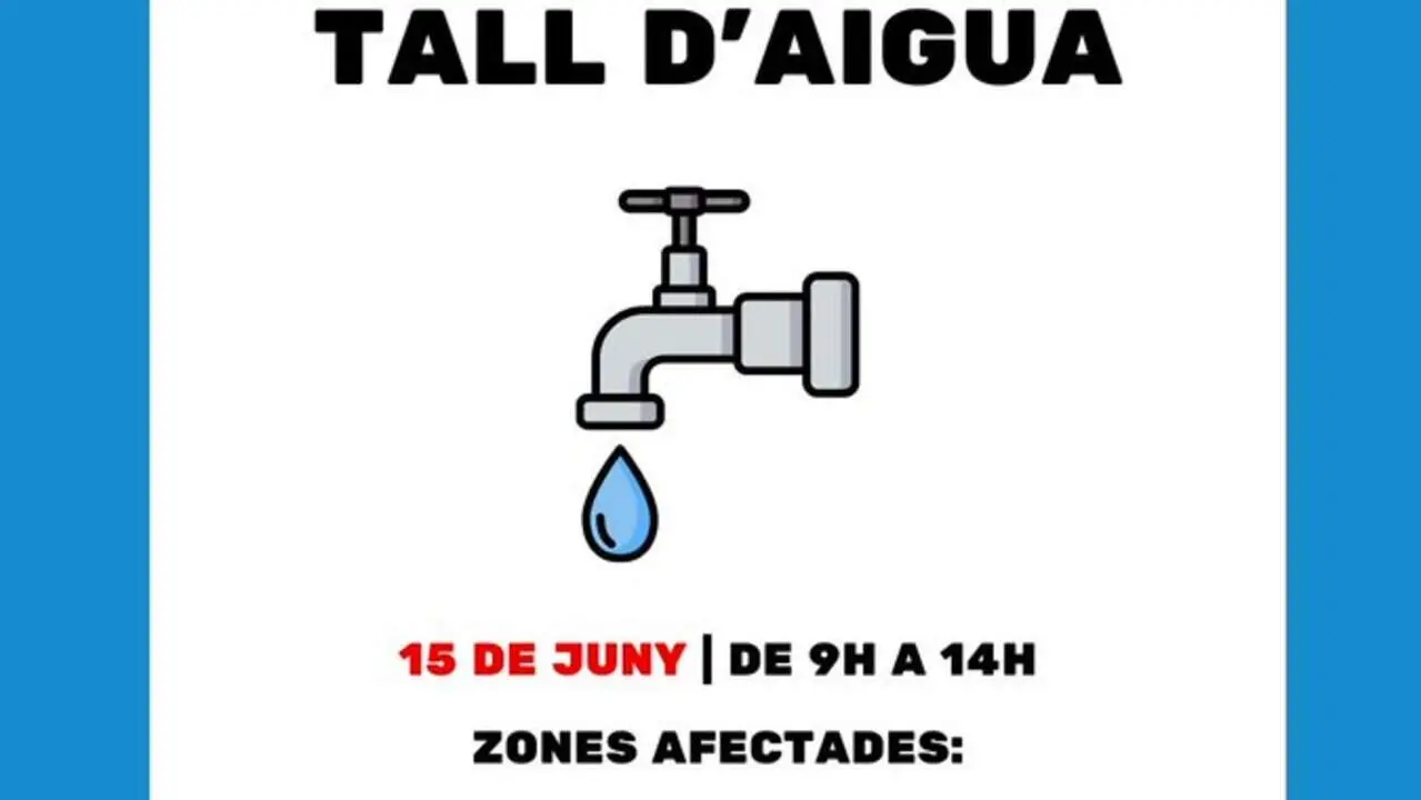  Tall programat d&rsquo;aigua a les zones de Fraternal, Candela, Albada i Abat Llort el 15 de juny per modernitzaci&oacute; de la xarxa &mdash; Imagen de la Fuente 