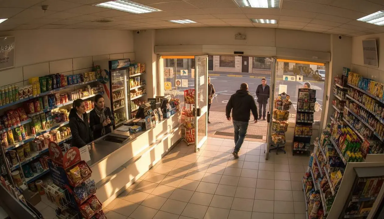  Home amena&ccedil;a treballadores a dos comer&ccedil;os d'Amposta sense robar i genera alarma a la poblaci&oacute; local &mdash; Imagen generada por IA 
