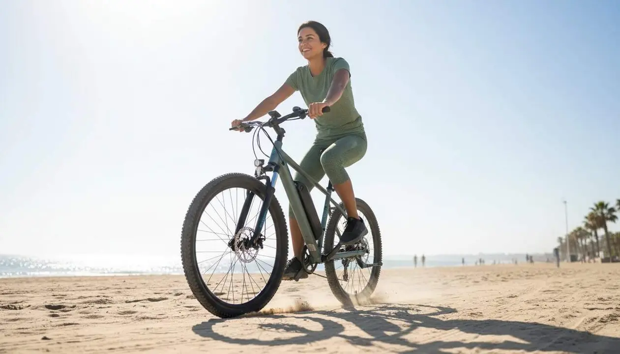  Bicicleta el&egrave;ctrica barata amb autonomia de fins a 55 km ideal per moure&rsquo;s c&ograve;modament per la ciutat sense esfor&ccedil; &mdash; Imagen generada por IA 