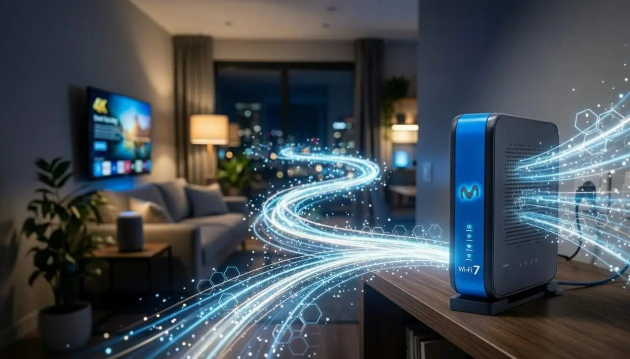  Router WiFi 7 de Movistar amb model avan&ccedil;at i nou nom per a connexions ultrar&agrave;pides a internet &mdash; Imagen generada por IA 