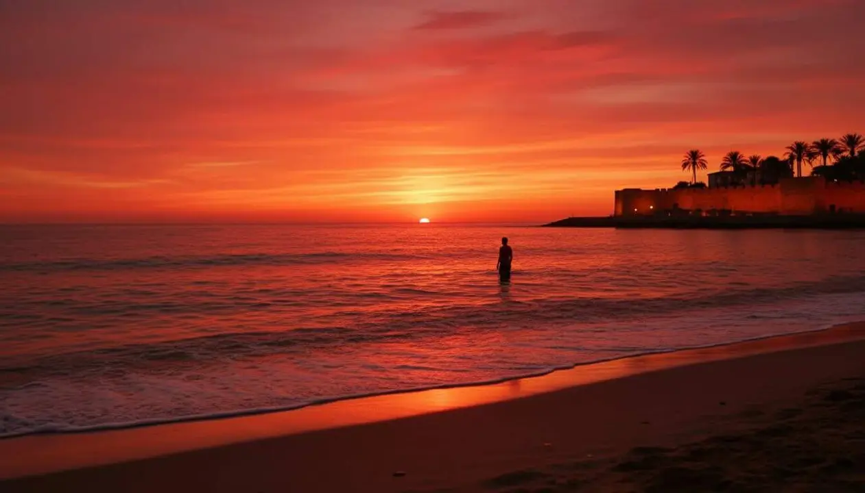  Onades de calor intens a Tarragona amb temperatures m&agrave;ximes de fins a 38 graus Celsius aquest cap de setmana &mdash; Imagen generada por IA 