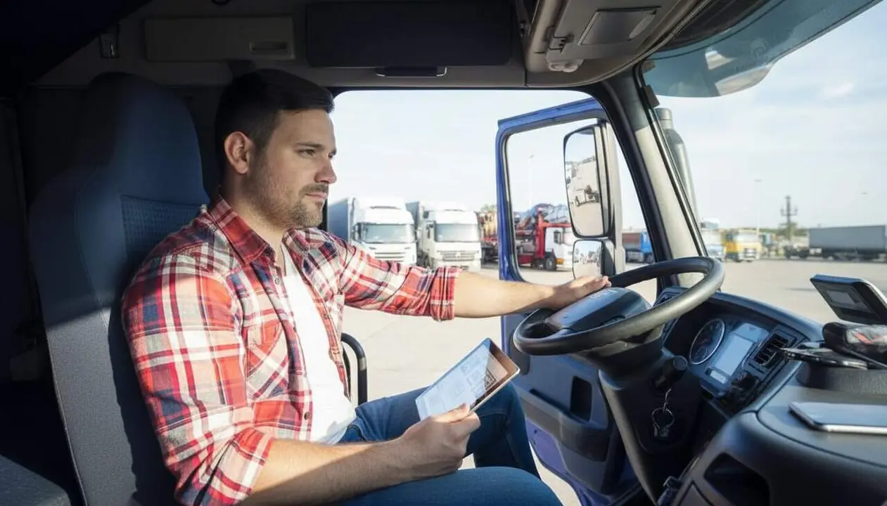  Formaci&oacute; en l&iacute;nia obligat&ograve;ria per a camioners segons el nou BOE amb canvis en normes de transport i seguretat &mdash; Imagen generada por IA 