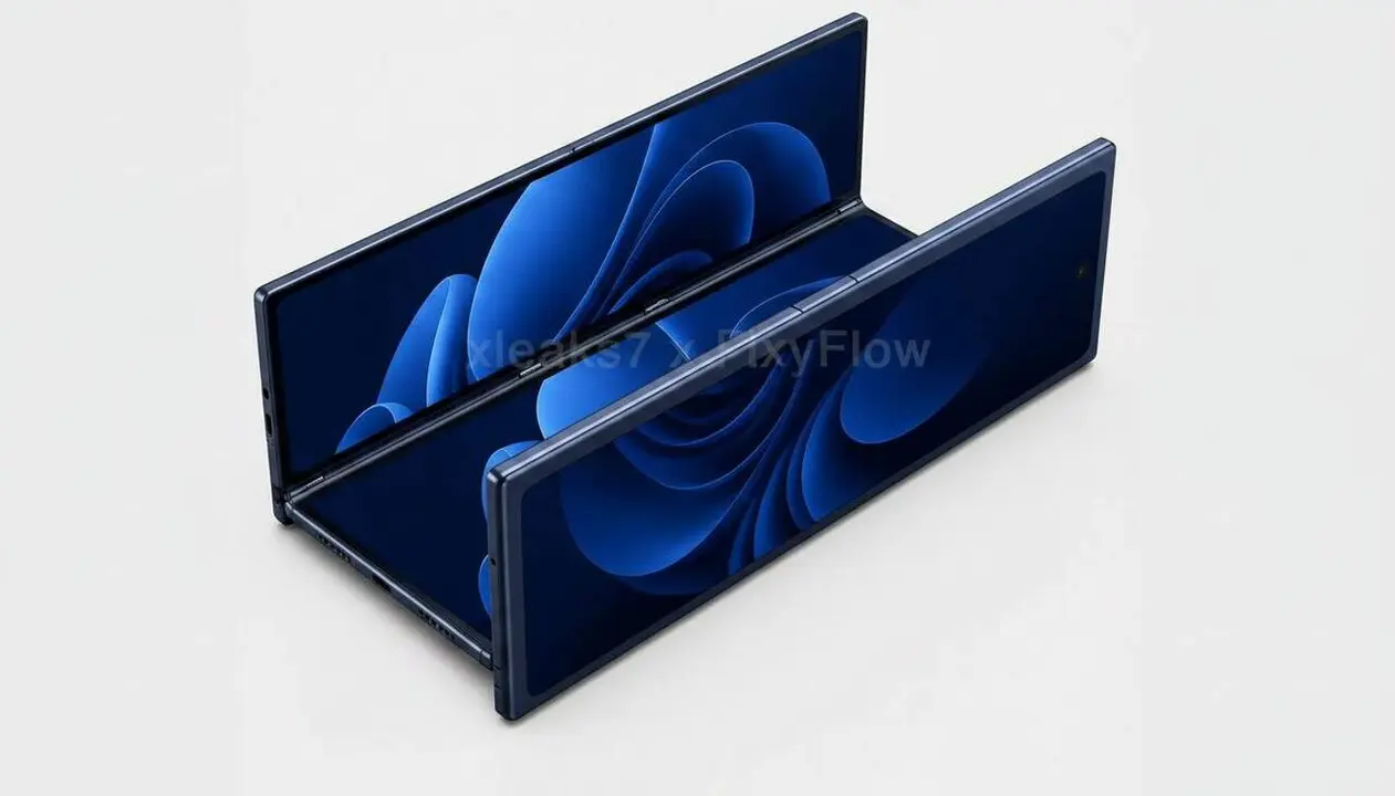  Imatge destacada del m&ograve;bil plegable revolucionari de Samsung que transforma el disseny tradicional en un dispositiu innovador &mdash; Imagen generada por IA 