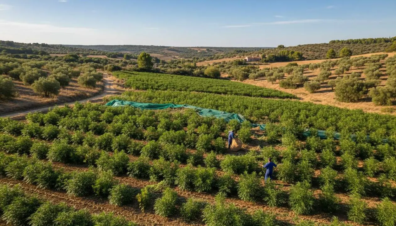 Detingut a Corbera d'Ebre per cultivar 5.000 plantes de marihuana en un cultiu il&middot;legal a gran escala &mdash; Imagen generada por IA