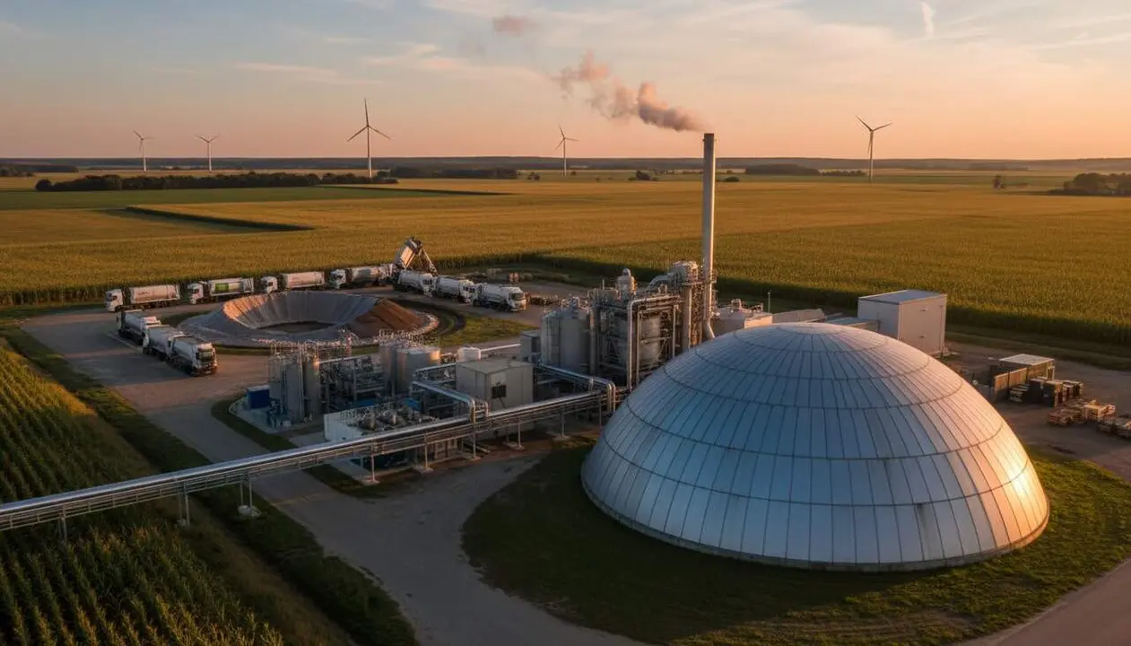 Planta de biog&agrave;s a Campred&oacute; produint 93 GW/h de gas renovable per a un futur sostenible i ecol&ograve;gic &mdash; Imagen generada por IA