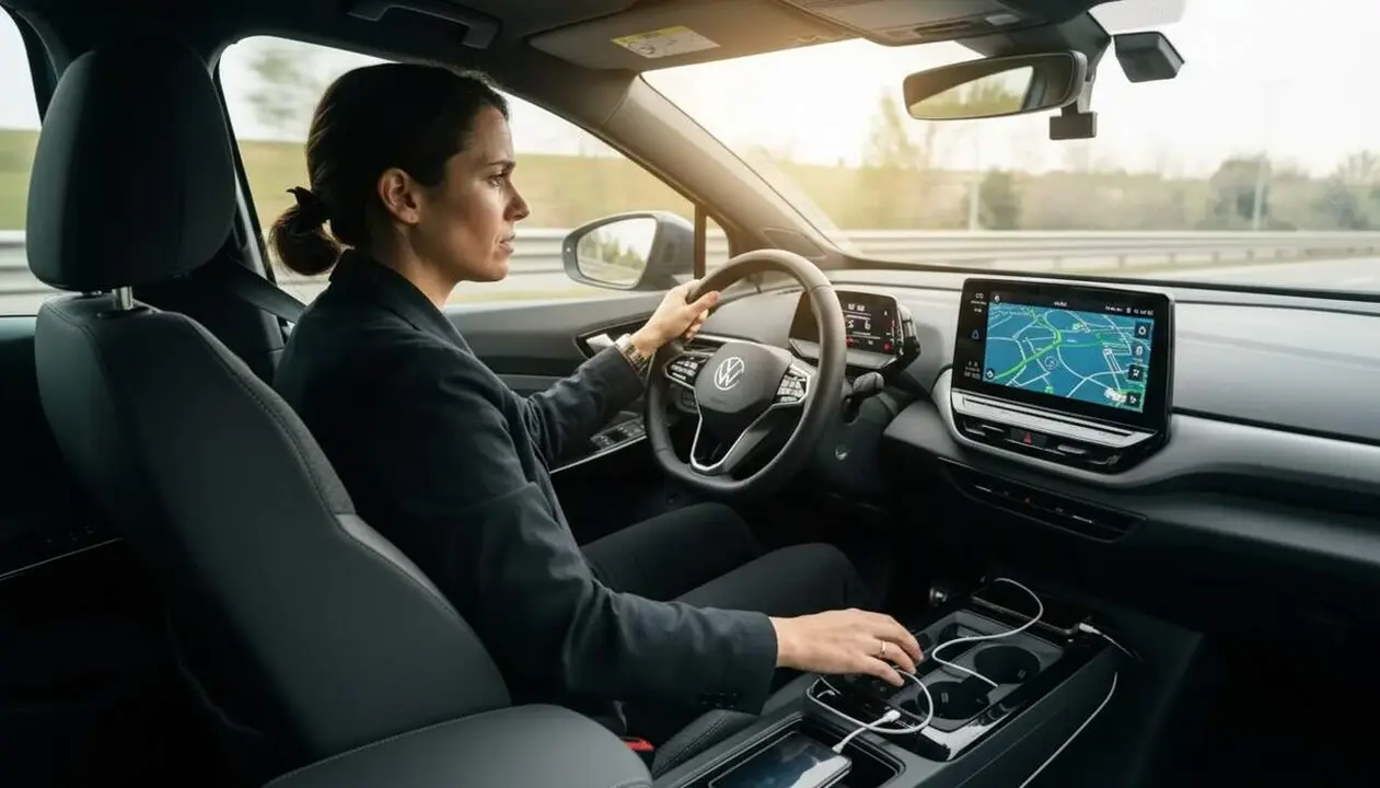  Android Auto 17.2 disponible amb novetats importants per als usuaris que connecten el m&ograve;bil amb cable USB &mdash; Imagen generada por IA 