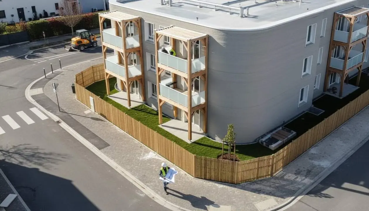  Edifici residencial m&eacute;s gran d&rsquo;Europa impr&egrave;s en 3D, revoluci&oacute; en la construcci&oacute; a Alemanya &mdash; Imagen generada por IA 