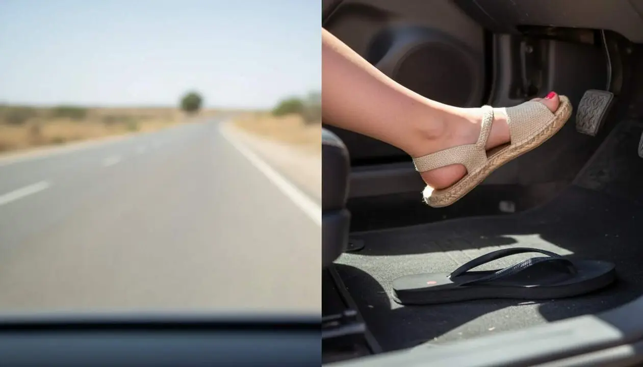  Conducta segura en carretera: la Gu&agrave;rdia Civil explica quan multen per conduir amb xancletes a l&rsquo;estiu &mdash; Imagen generada por IA 