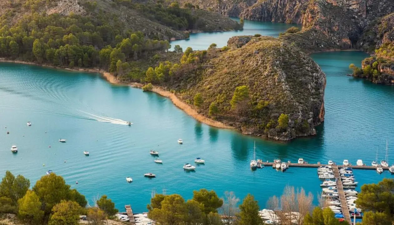  Paisatge espectacular de l'oasi d'aig&uuml;es turqueses de Bolarque a Guadalajara per gaudir aquest estiu amb plans sorprenents &mdash; Imagen generada por IA 